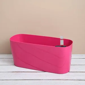 15.8 inch (40 cm) Florida Self Watering Oval Plastic Planter (Dark Pink)