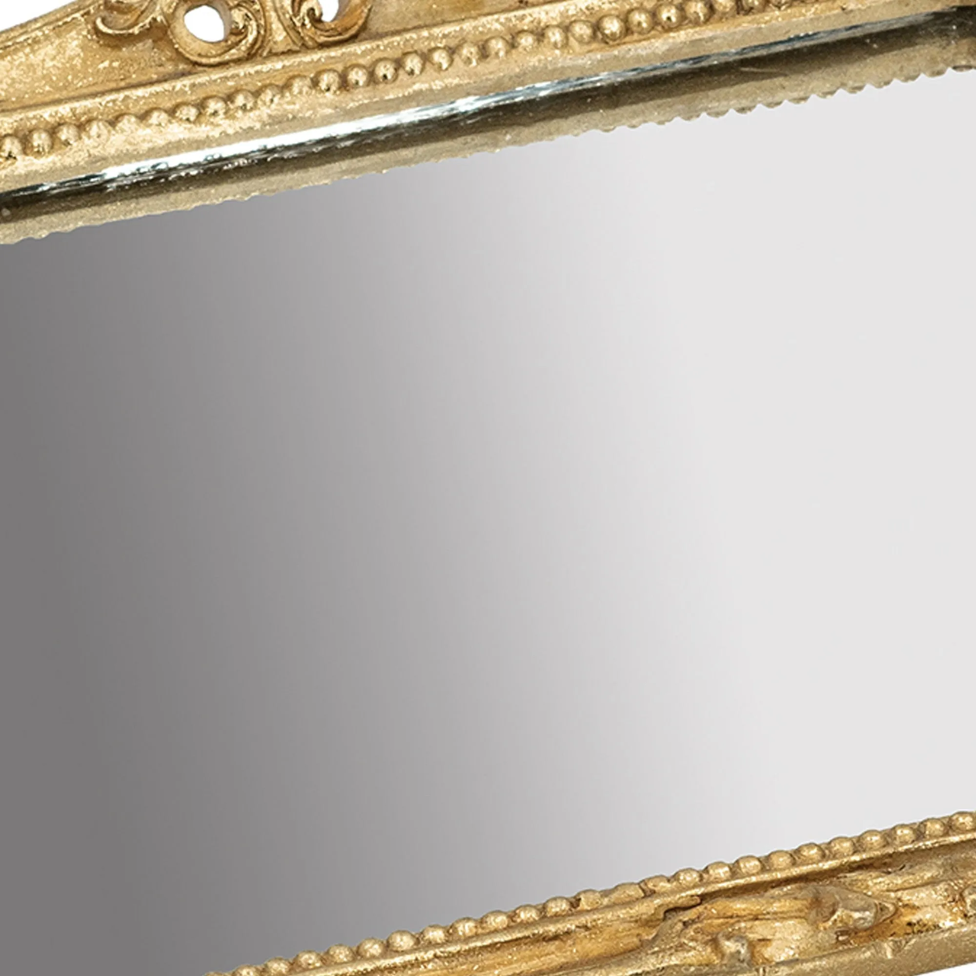 16 Inch Serving Tray, Decorative, Mirrored Bottom, Carved Gold Frame By Casagear Home