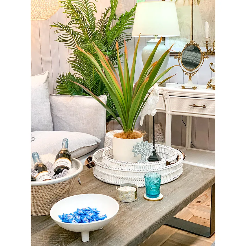 2 Piece White Bamboo Tray Set