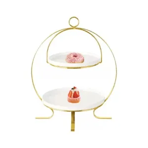 2 Tier Plates With Gold Stand 8.25" 10.5"
