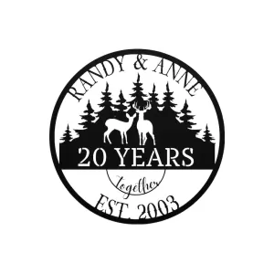 20th Anniversary Gift Deer Sign, 20th Wedding Anniversary Metal Sign, Parents Anniversary Gift, 20th Anniversary Metal Wall Art, Gift For Parents