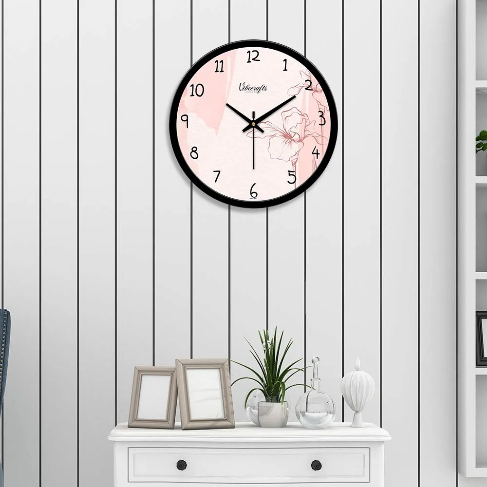 A Beautiful Flower Design Printed Wall Clock