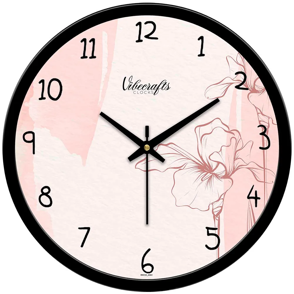 A Beautiful Flower Design Printed Wall Clock