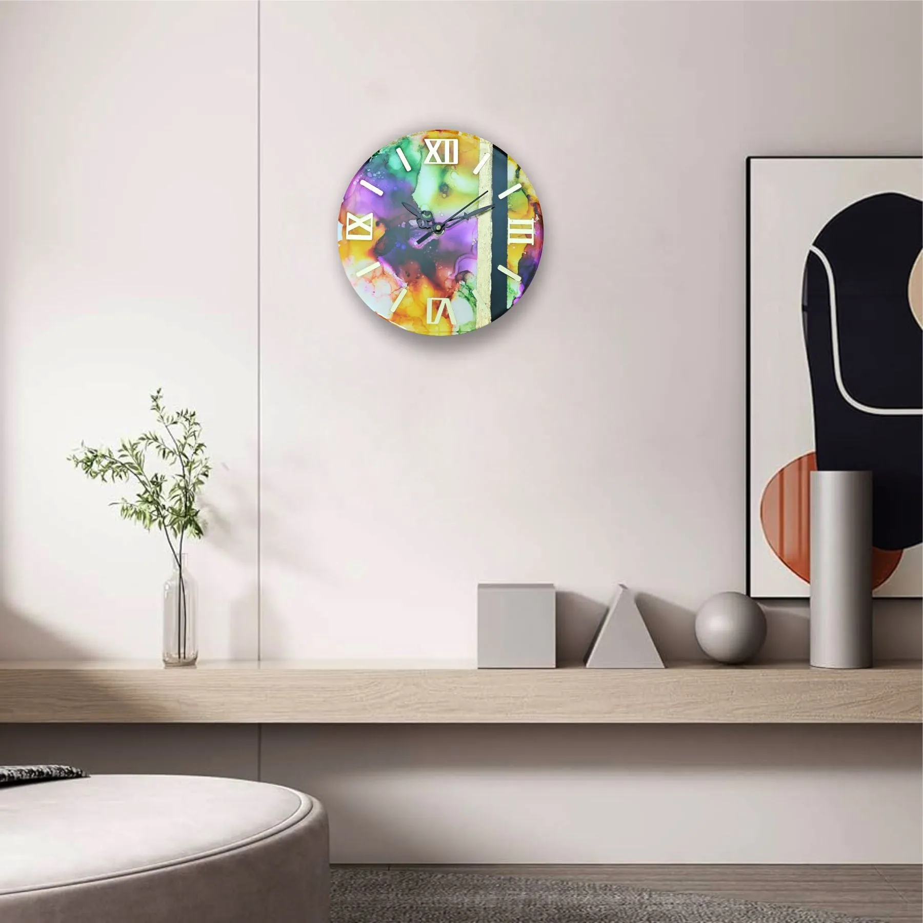 Alcohol Ink Wall Clock
