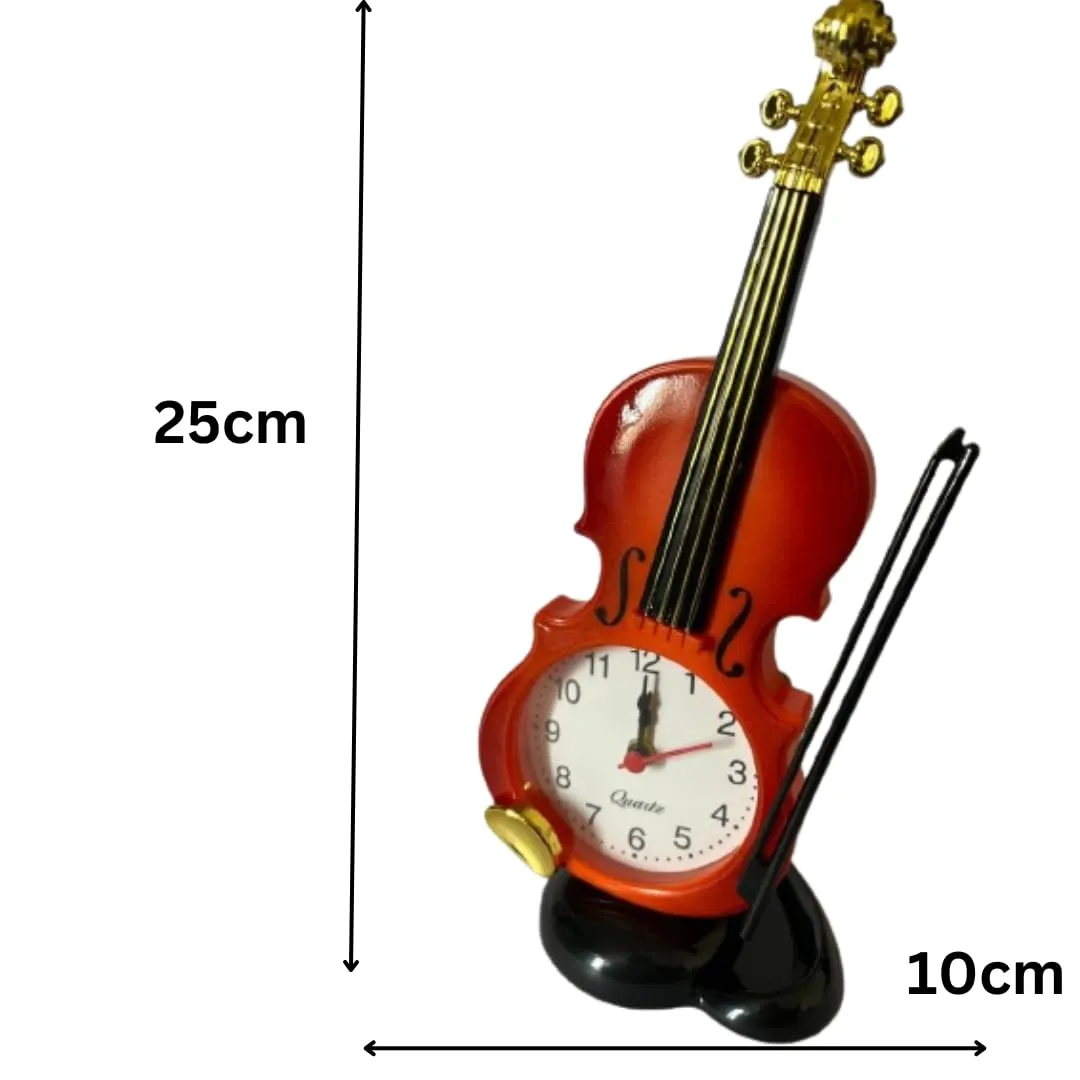Alusters Guitar Design Table Clock/RED Colour Table Clock with ALARAM/Size:- 9.5 in Height, 3.5 in Width.