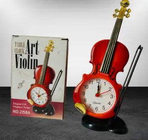 Alusters Guitar Design Table Clock/RED Colour Table Clock with ALARAM/Size:- 9.5 in Height, 3.5 in Width.