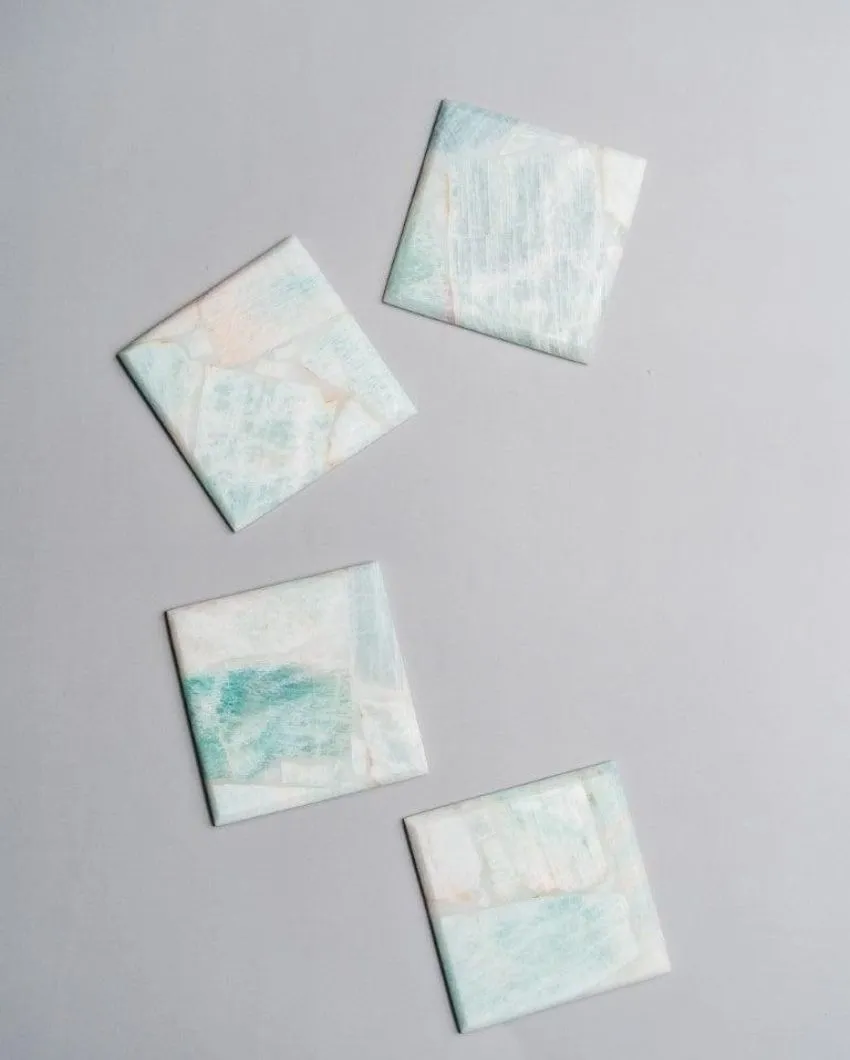 Amazonite Square Stone Coaster | Set of 4