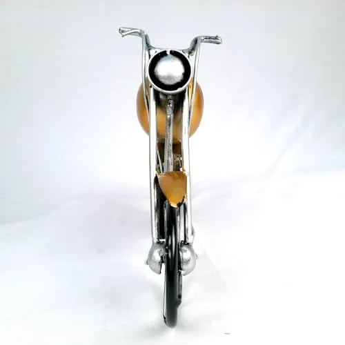 Apka Mart The Online Shop Table Clock Cum Bike Showpiece | Desk Clock - for Home, Living Room, Study Table, Desk, Office Decor & Gifts - 12 Inch (Iron, Yellow)