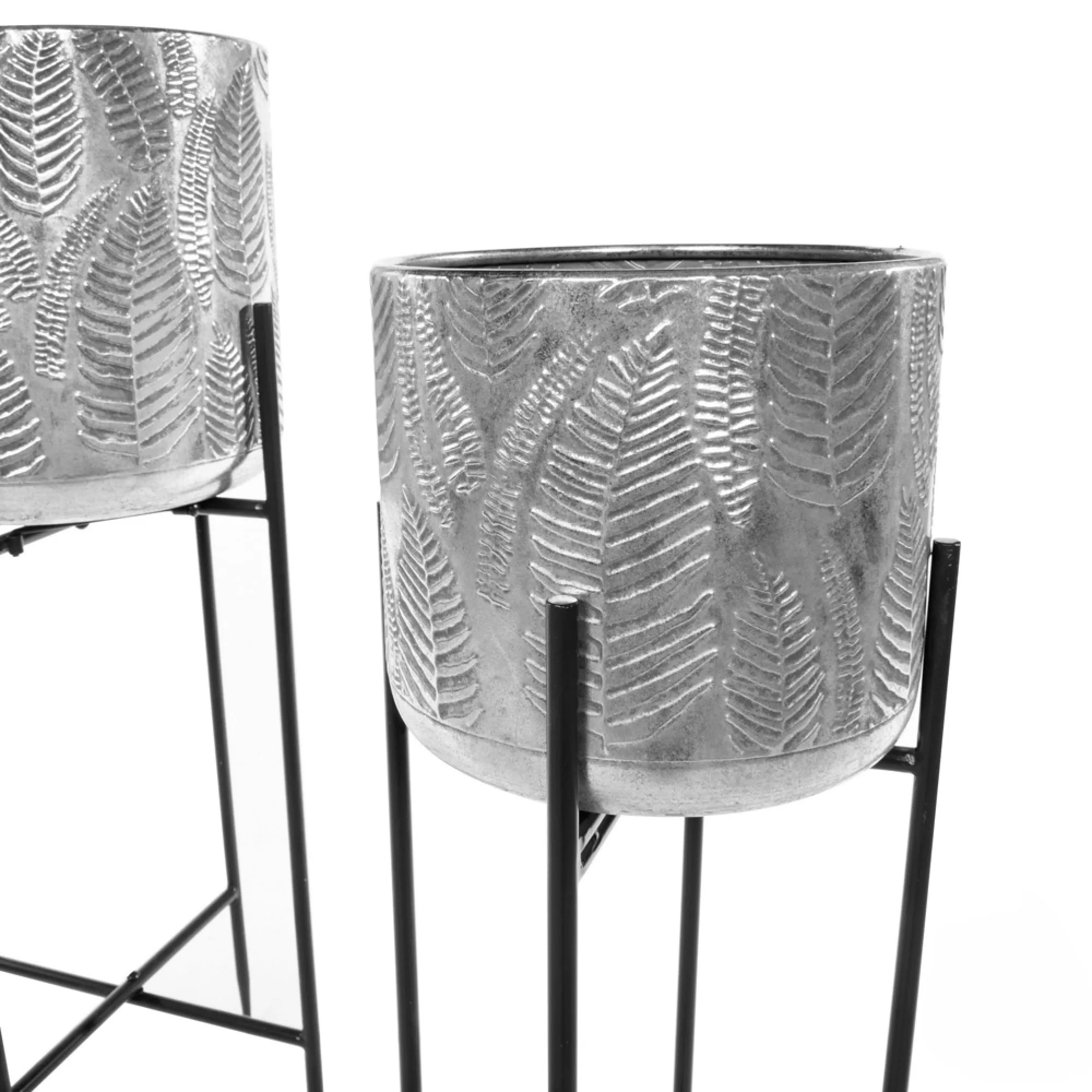 Azure 2 Leaf Planters with Stand Silver