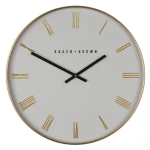 Baker And Brown Nouveau Clock White/Gold