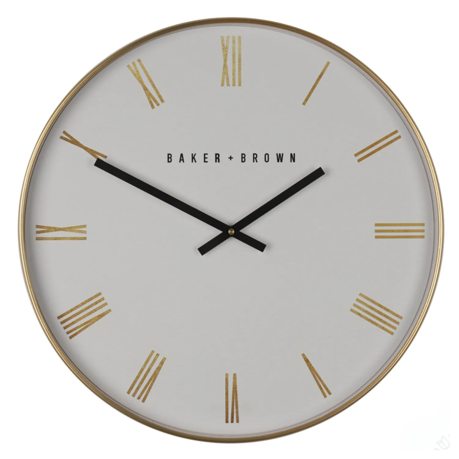 Baker And Brown Nouveau Clock White/Gold