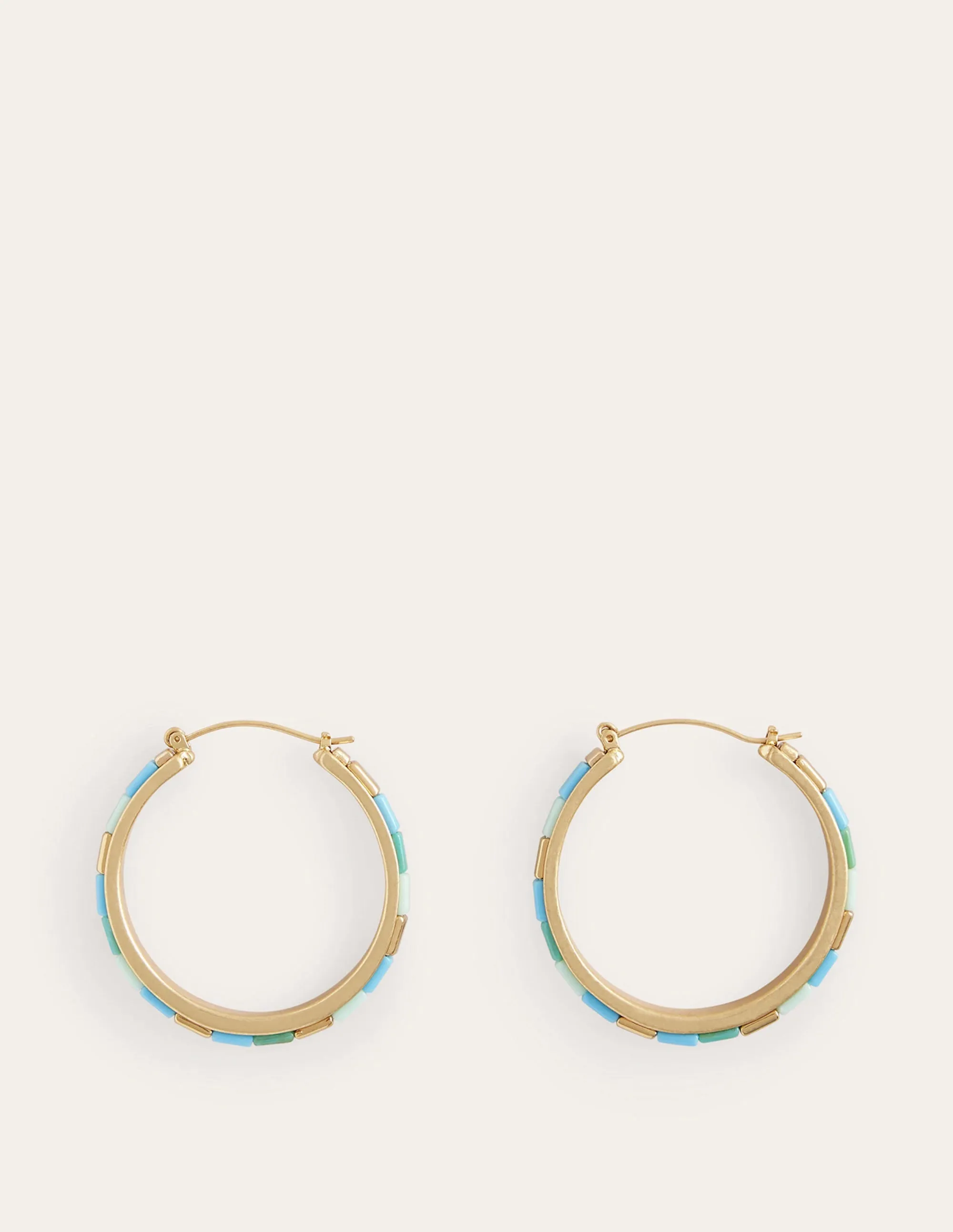 Beaded Hoop Earrings-Green