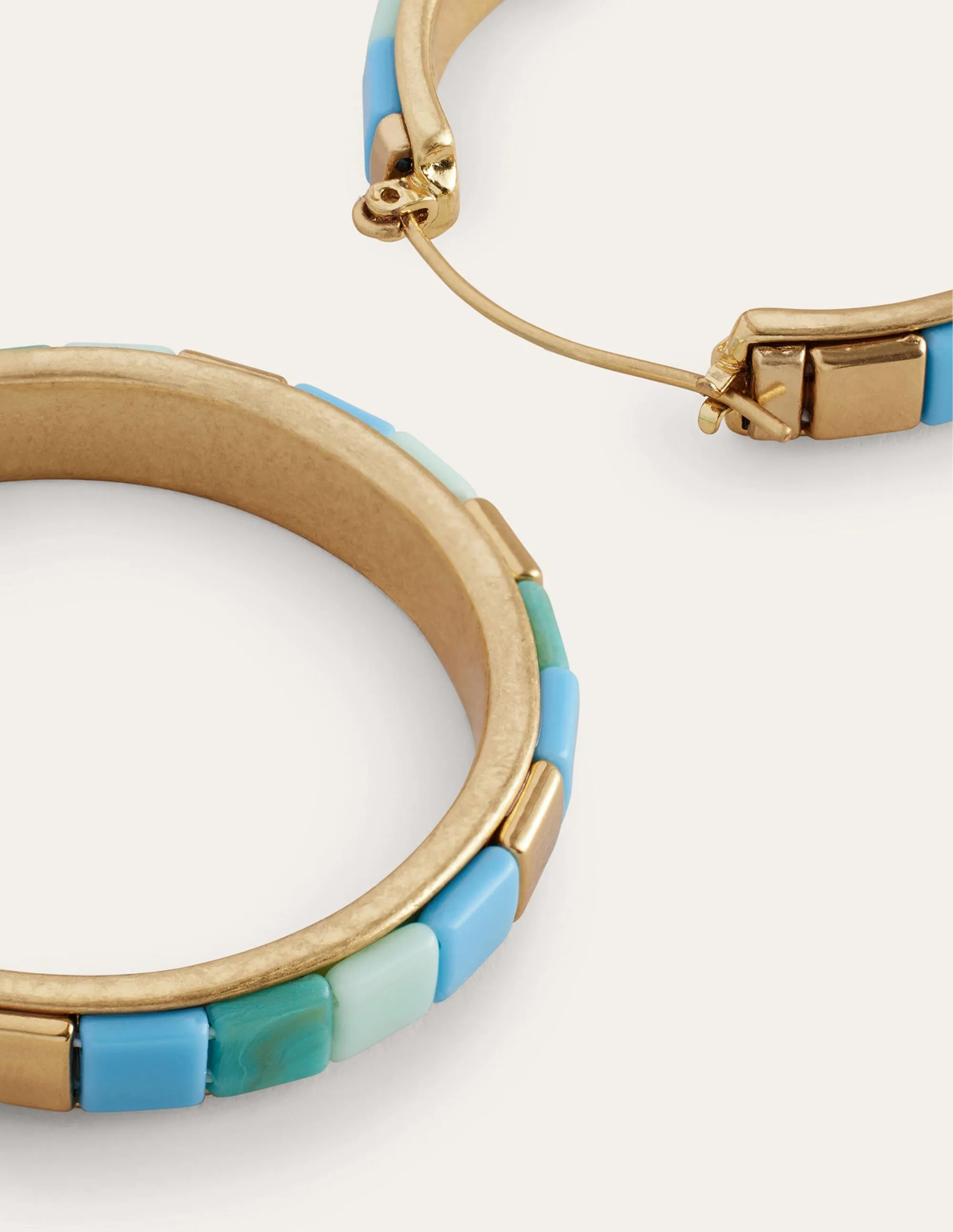 Beaded Hoop Earrings-Green