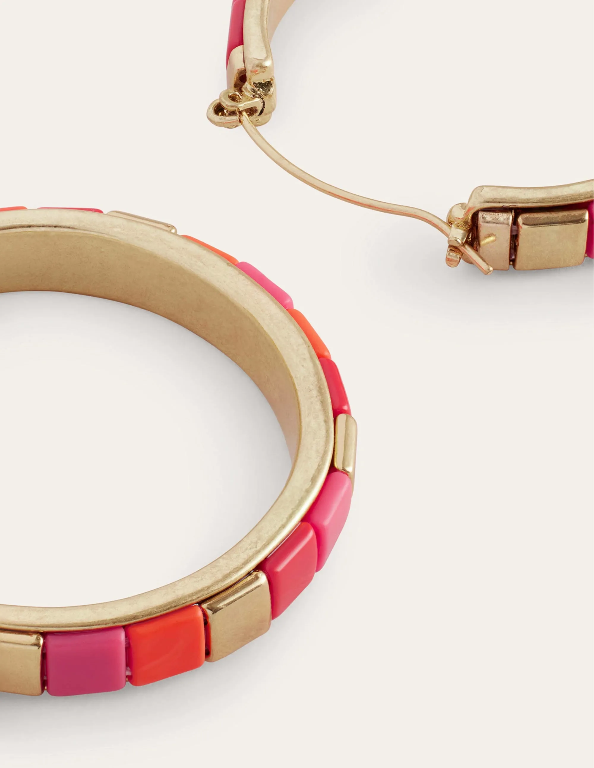 Beaded Hoop Earrings-Pink