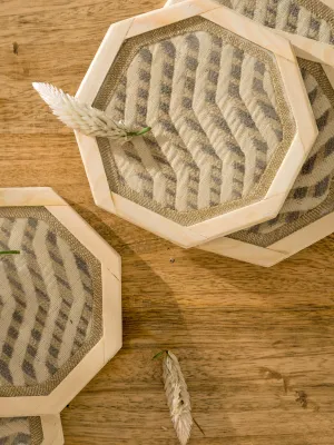 Beatrix Handwoven Coasters Set Of 6 Pcs Grey