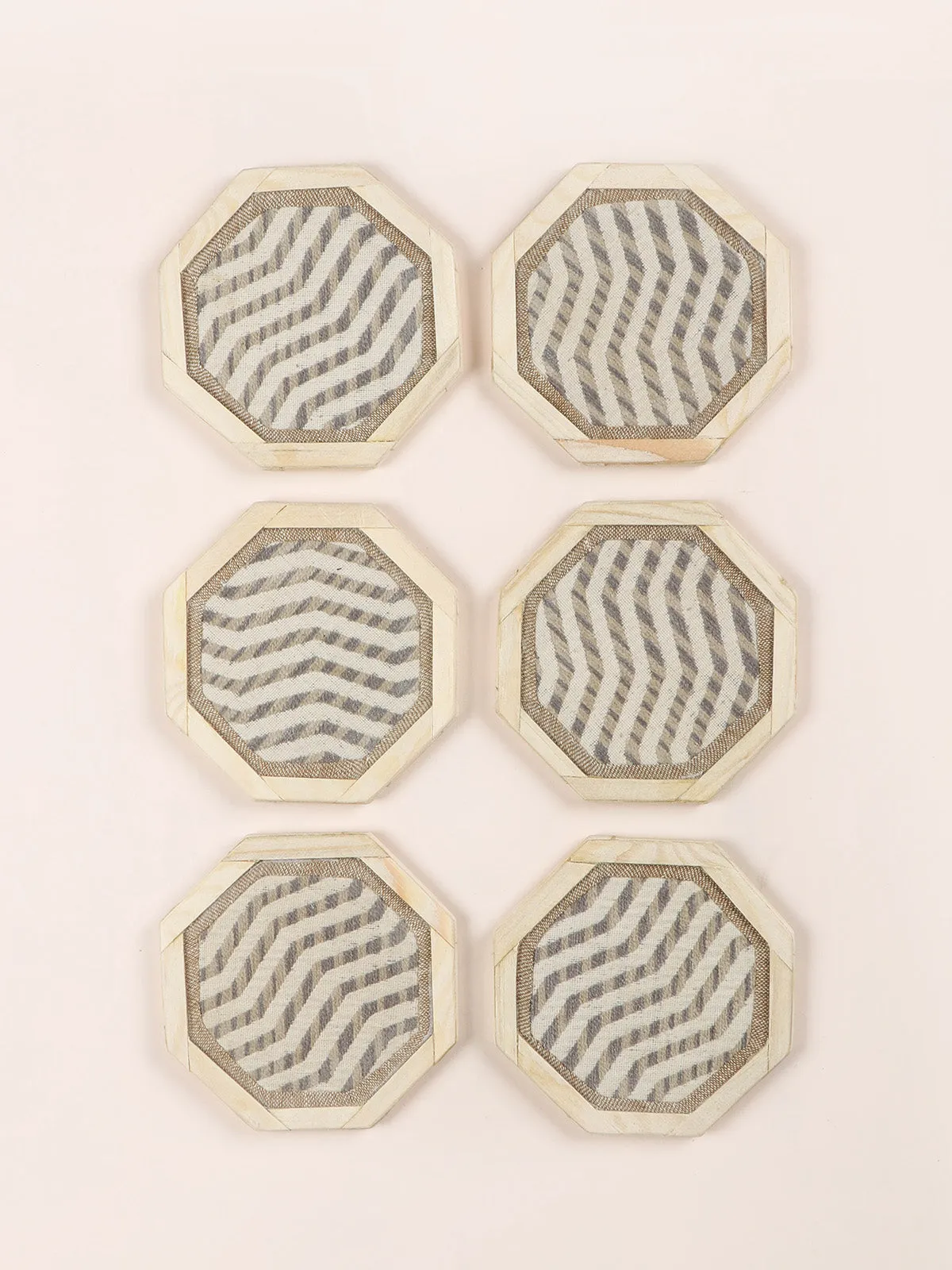 Beatrix Handwoven Coasters Set Of 6 Pcs Grey