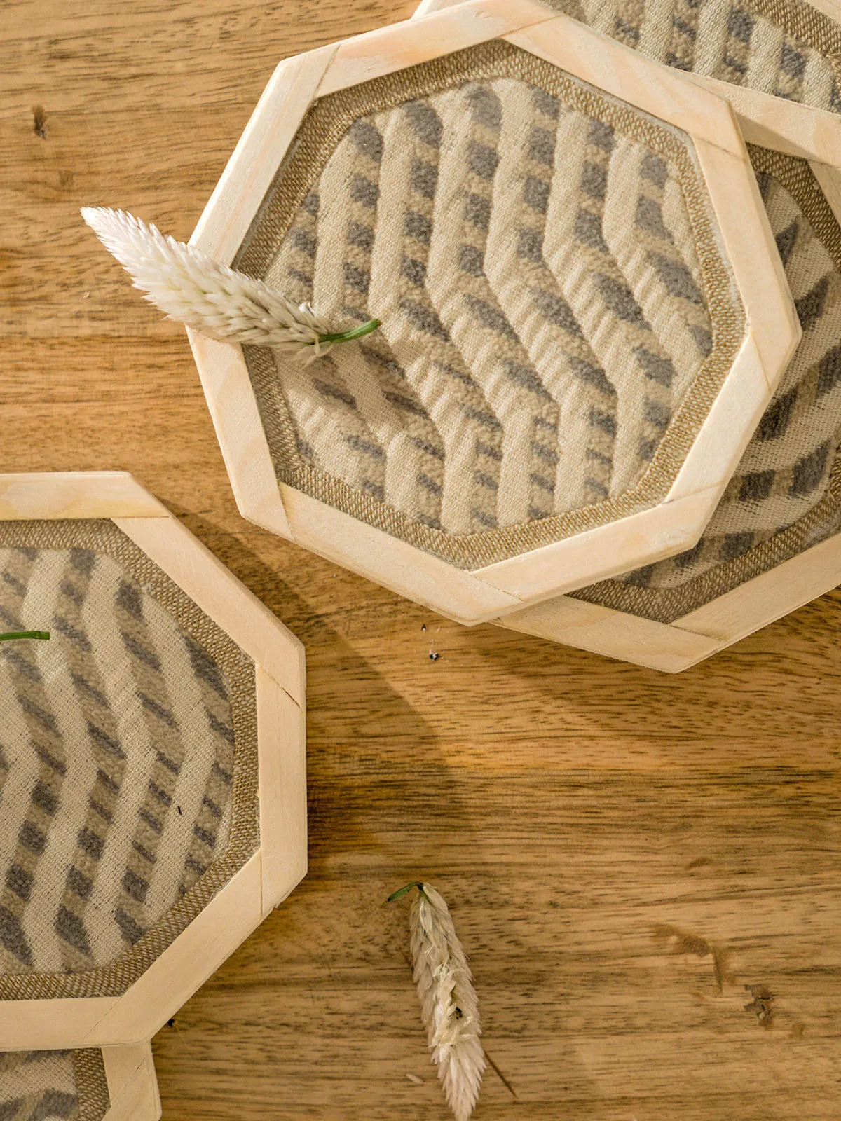 Beatrix Handwoven Coasters Set Of 6 Pcs Grey