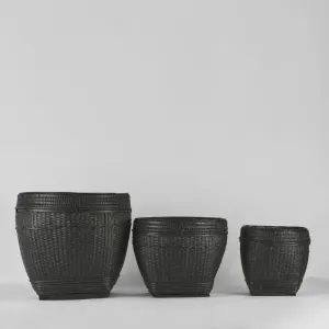 Black Rattan Planter
