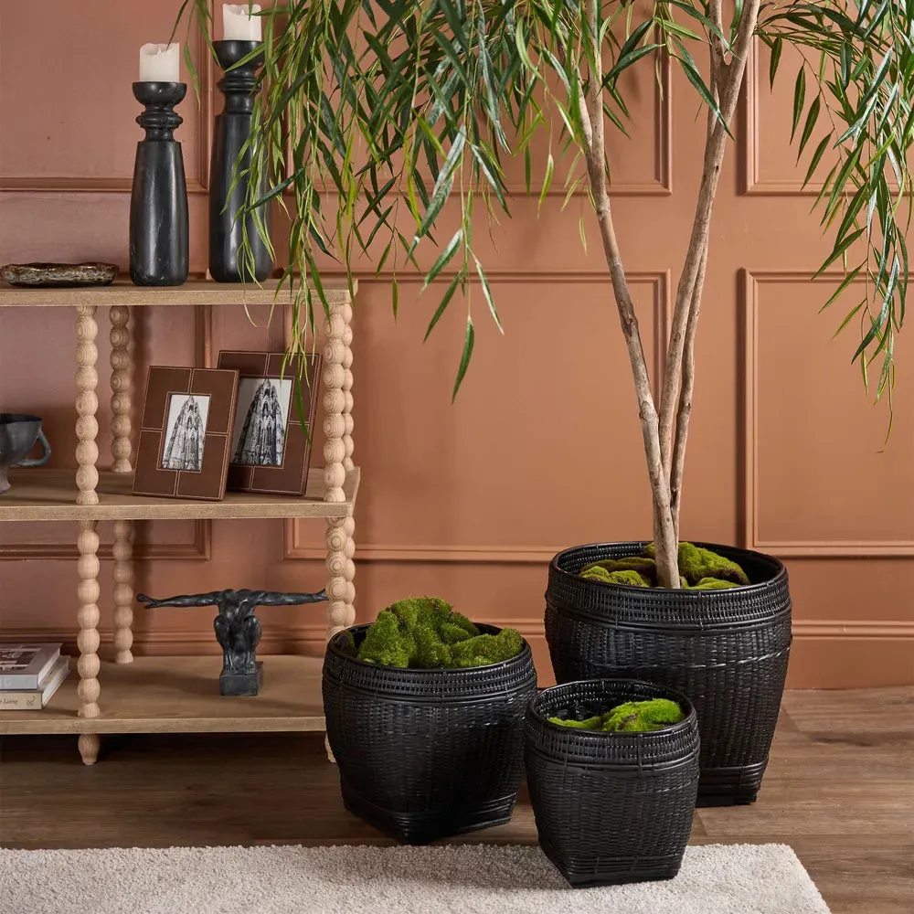Black Rattan Planter