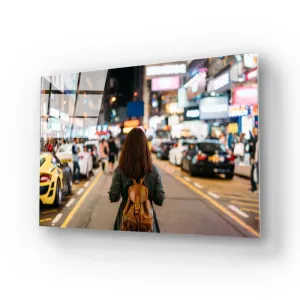 Blinding City Lights Glass Wall Art