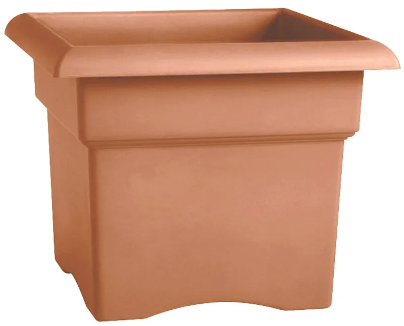 Bloem 57014C Square Deck Box Planter, 11.1 in H, 14 in W, Square, Plastic, Terra Cotta :EA: QUANTITY: 1