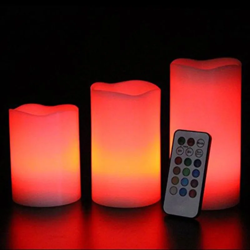 Candles Real Wax Flameless Blinking Remote Timer (3pcs/set) Halloween Decor