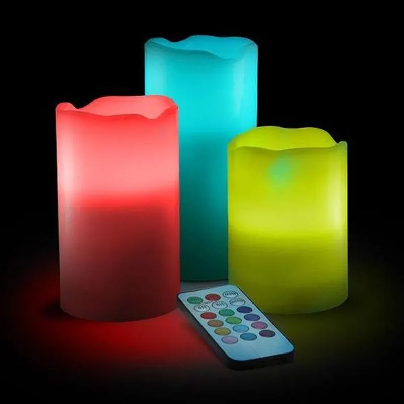Candles Real Wax Flameless Blinking Remote Timer (3pcs/set) Halloween Decor