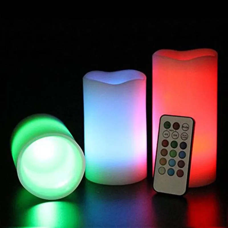 Candles Real Wax Flameless Blinking Remote Timer (3pcs/set) Halloween Decor