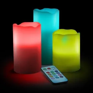 Candles Real Wax Flameless Blinking Remote Timer (3pcs/set) Halloween Decor