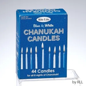 Chanukah Candles, Blue/white, 44/color Box