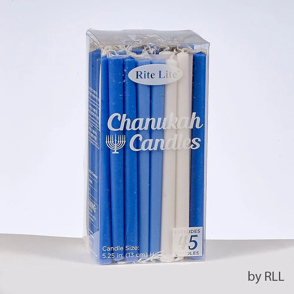 Chanukah Candles, Deluxe, Blue & White, 45/box