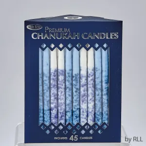 Chanukah Candles,premium, Hand Crafted, Blue/white, 45/gift Box