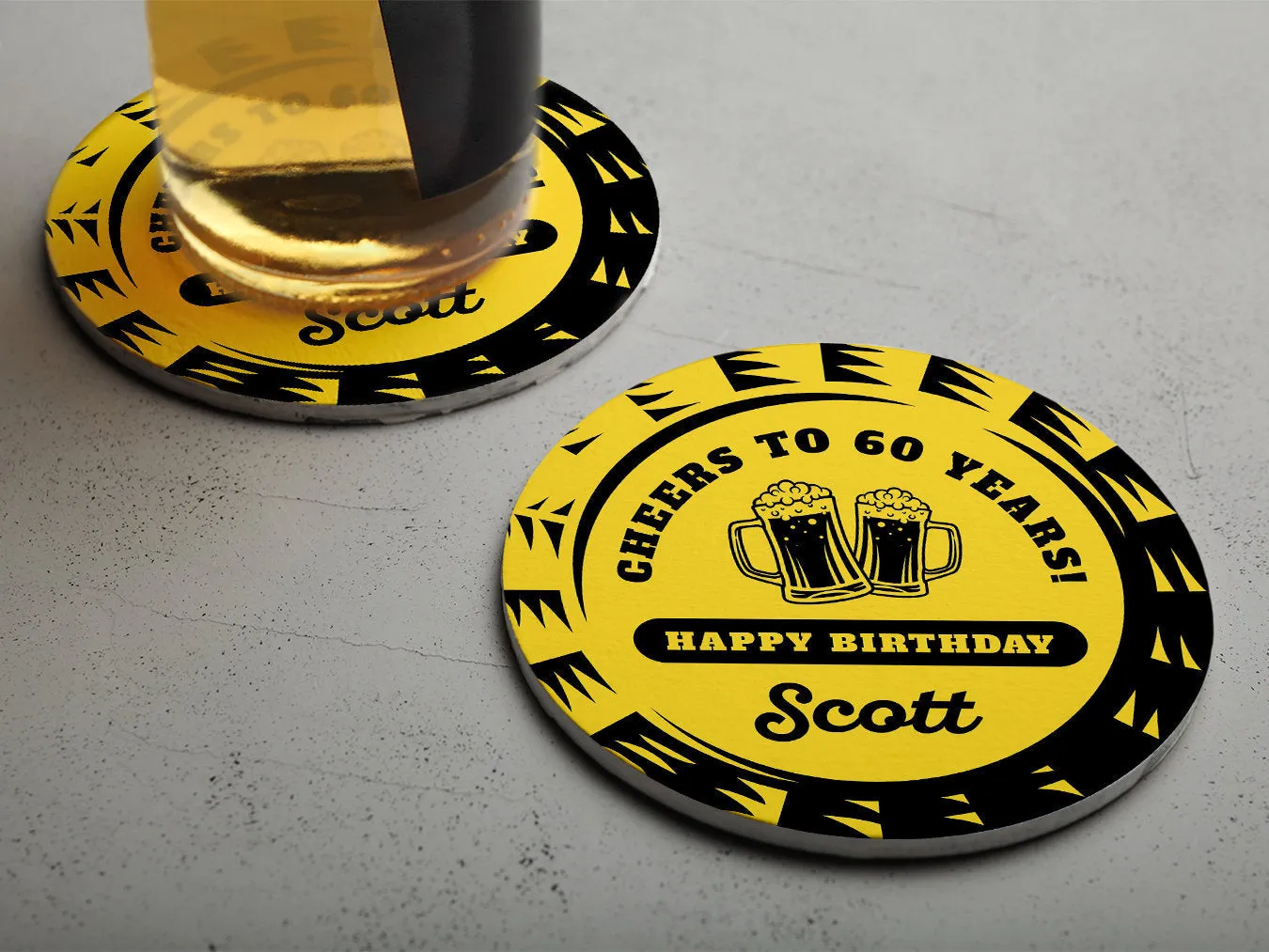 Cheers & Beers Bottlecap Birthday Coasters