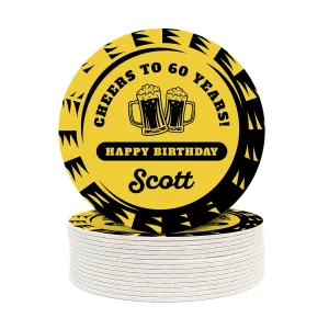 Cheers & Beers Bottlecap Birthday Coasters