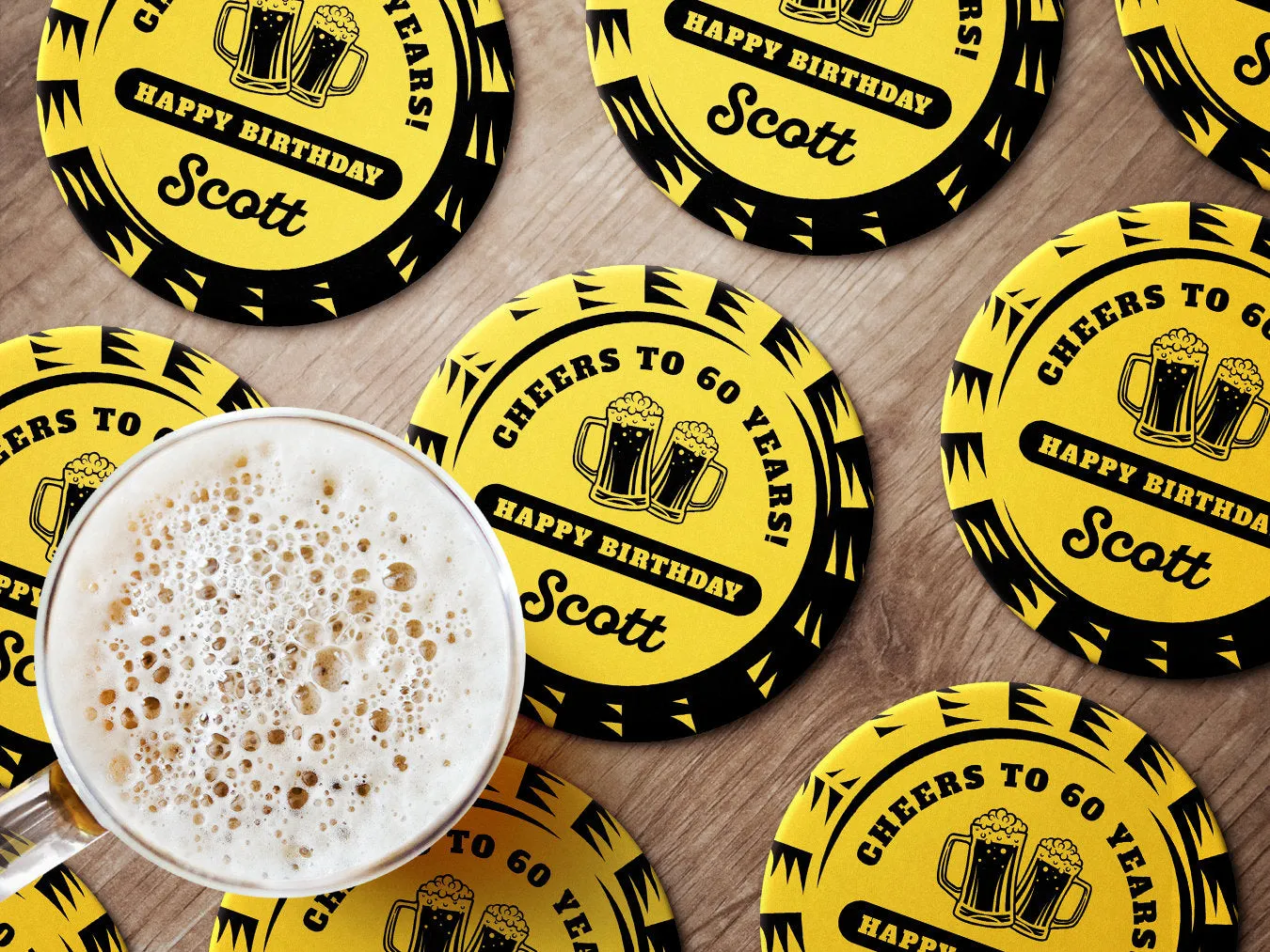 Cheers & Beers Bottlecap Birthday Coasters