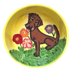 Chocolate Labrador Garden Bowl
