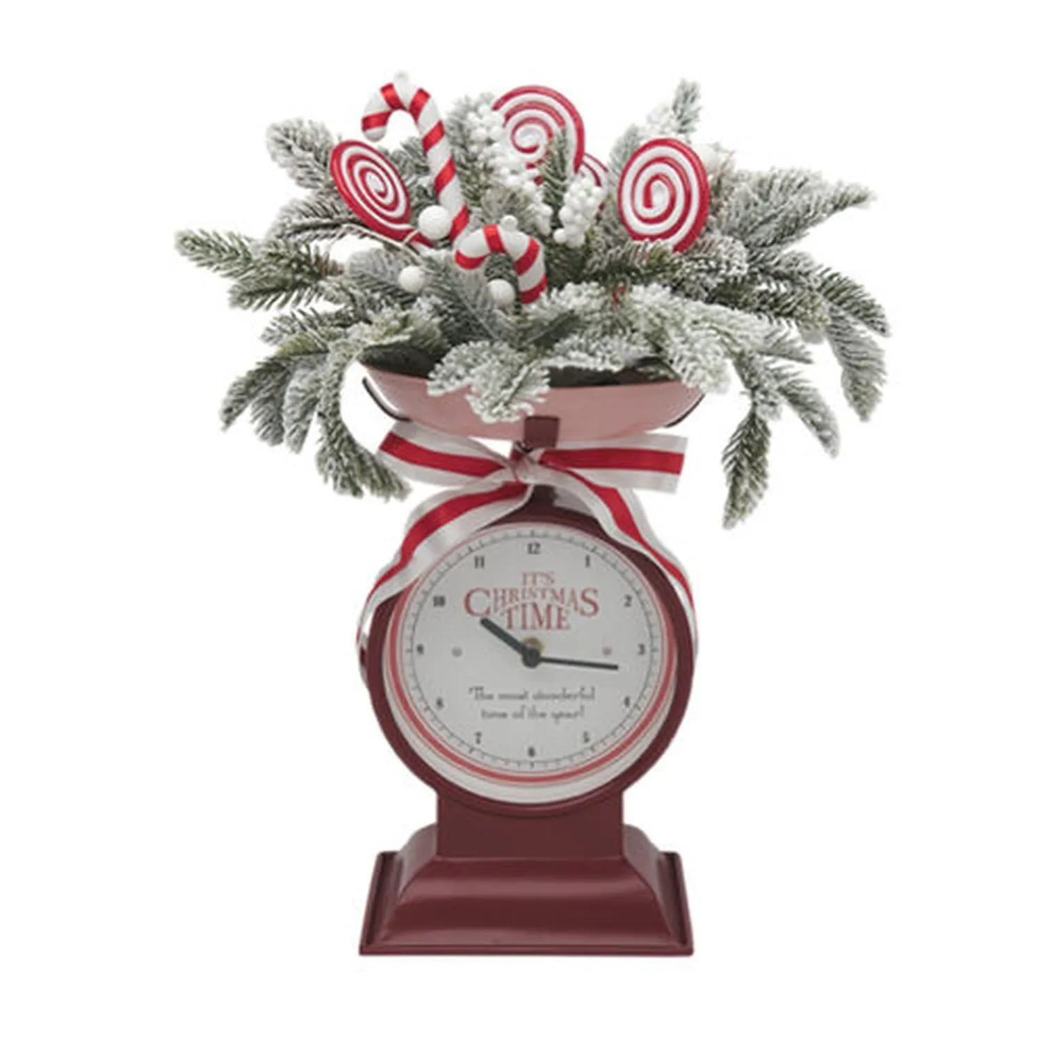Christmas Carousel Vintage Led Clock With Artificials And Peppermints