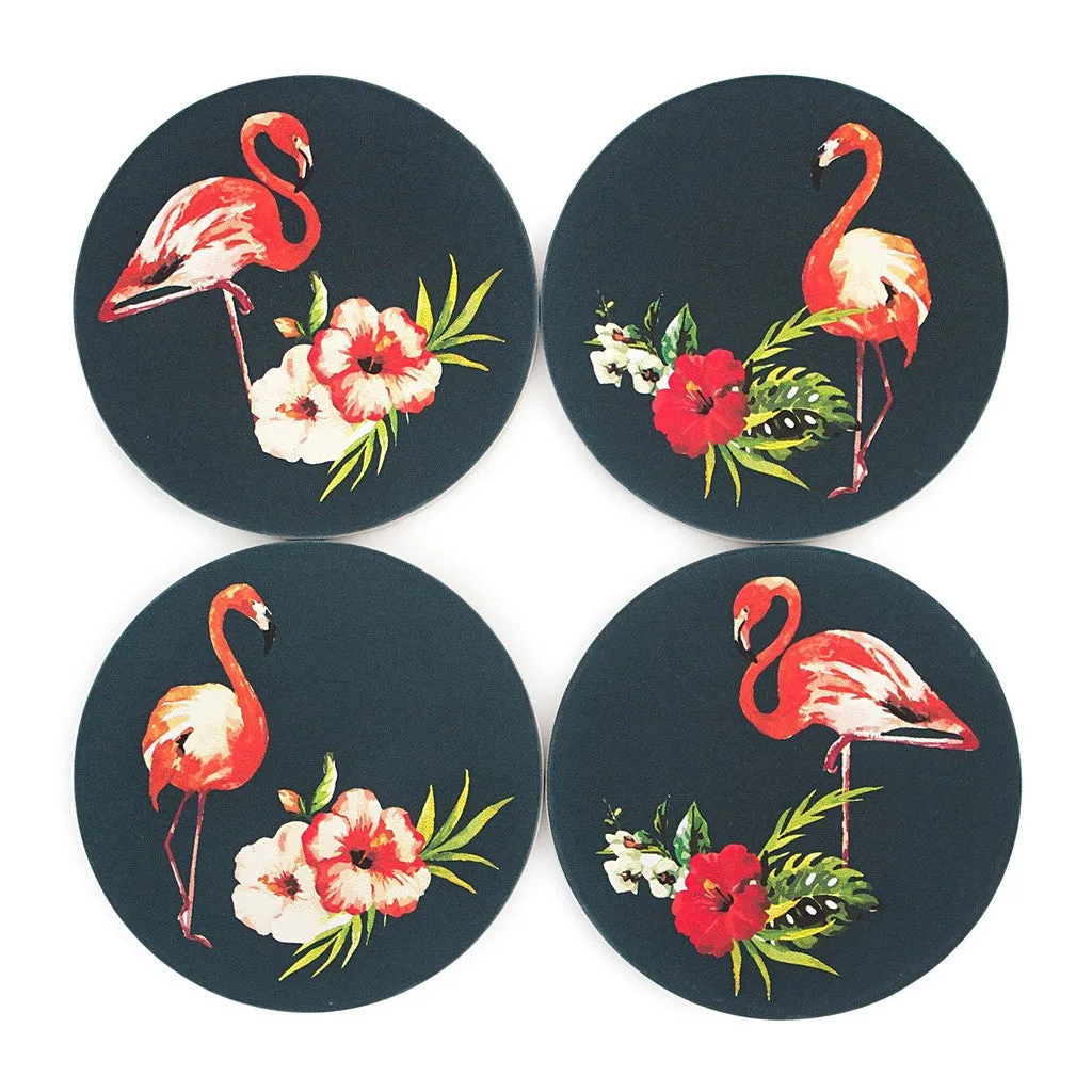 Classic Pink Flamingo Absorbent Ceramic Coasters