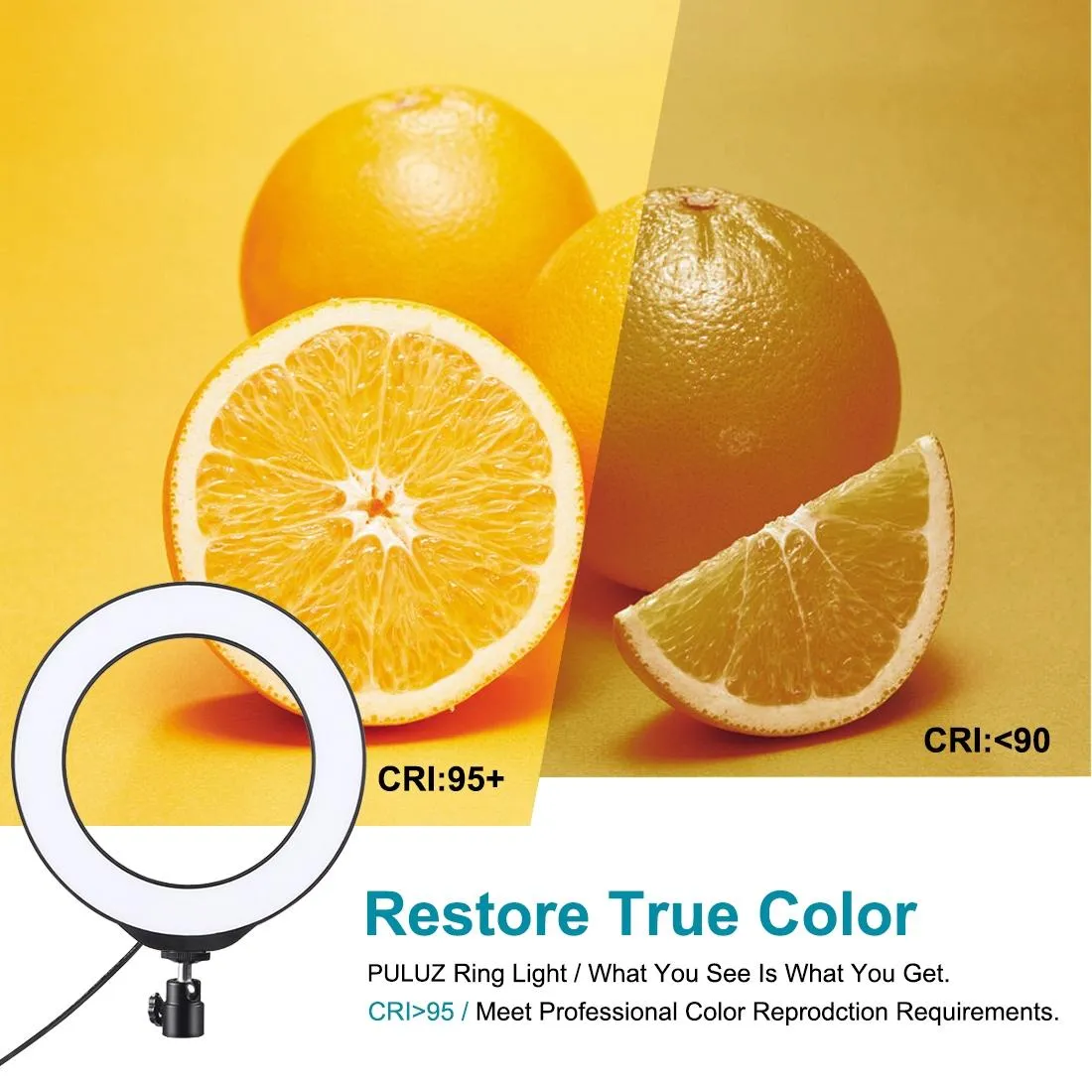 Dimmable 6.2 Usb Rgbw Led Ring Light with Cold Shoe Tripod & Remote
