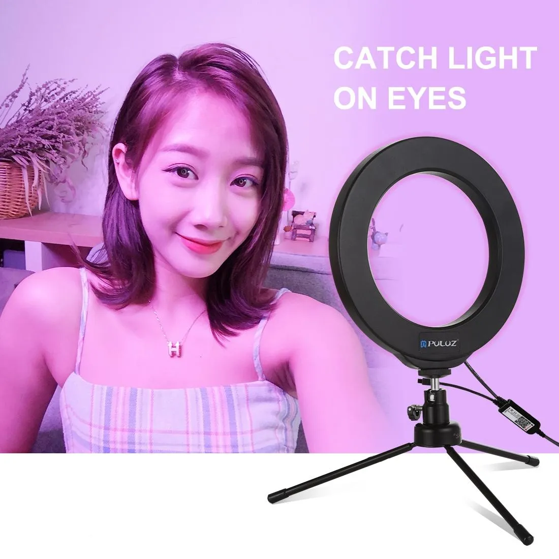 Dimmable 6.2 Usb Rgbw Led Ring Light with Cold Shoe Tripod & Remote