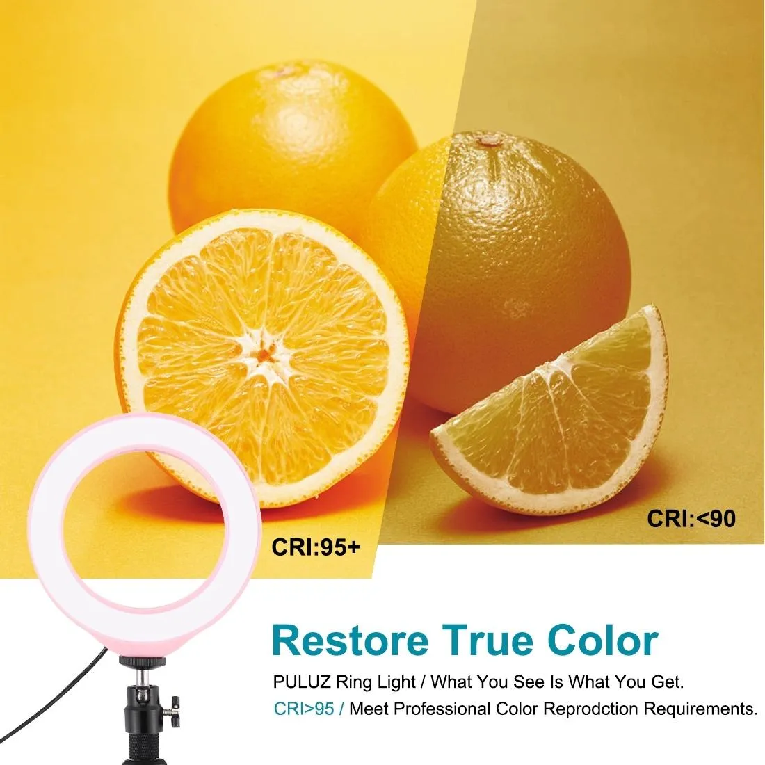 Dimmable 6.2 Usb Rgbw Led Ring Light with Cold Shoe Tripod & Remote