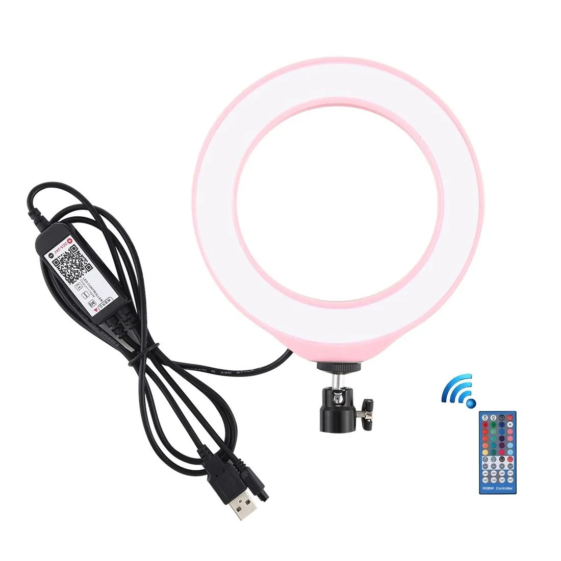 Dimmable 6.2 Usb Rgbw Led Ring Light with Cold Shoe Tripod & Remote