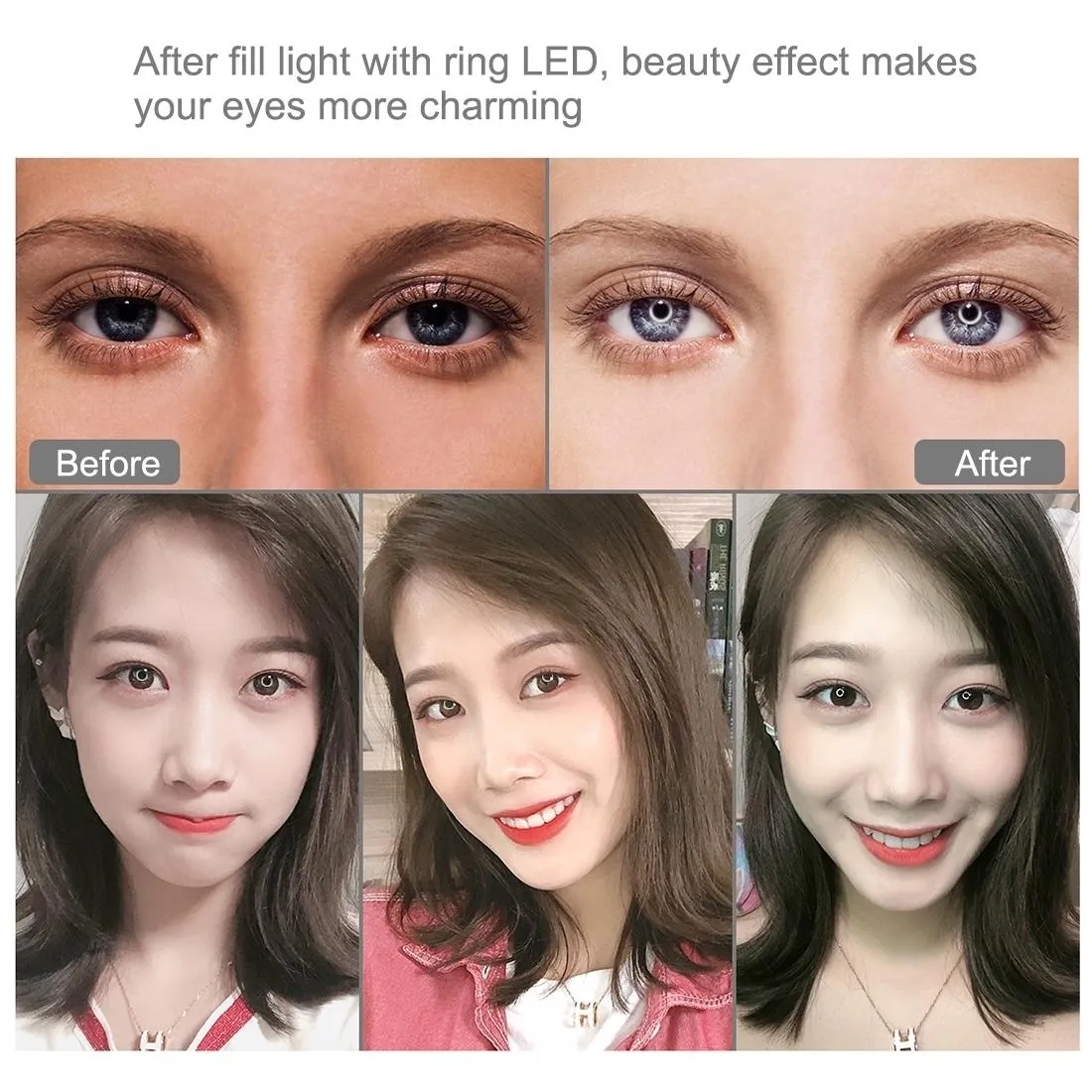 Dimmable 6.2 Usb Rgbw Led Ring Light with Cold Shoe Tripod & Remote