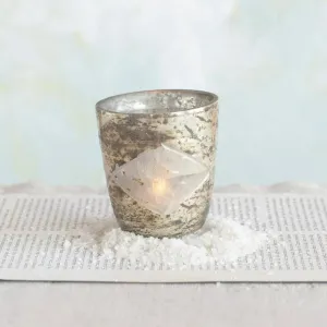 Distressed Mercury Glass Diamond Tealight Holder