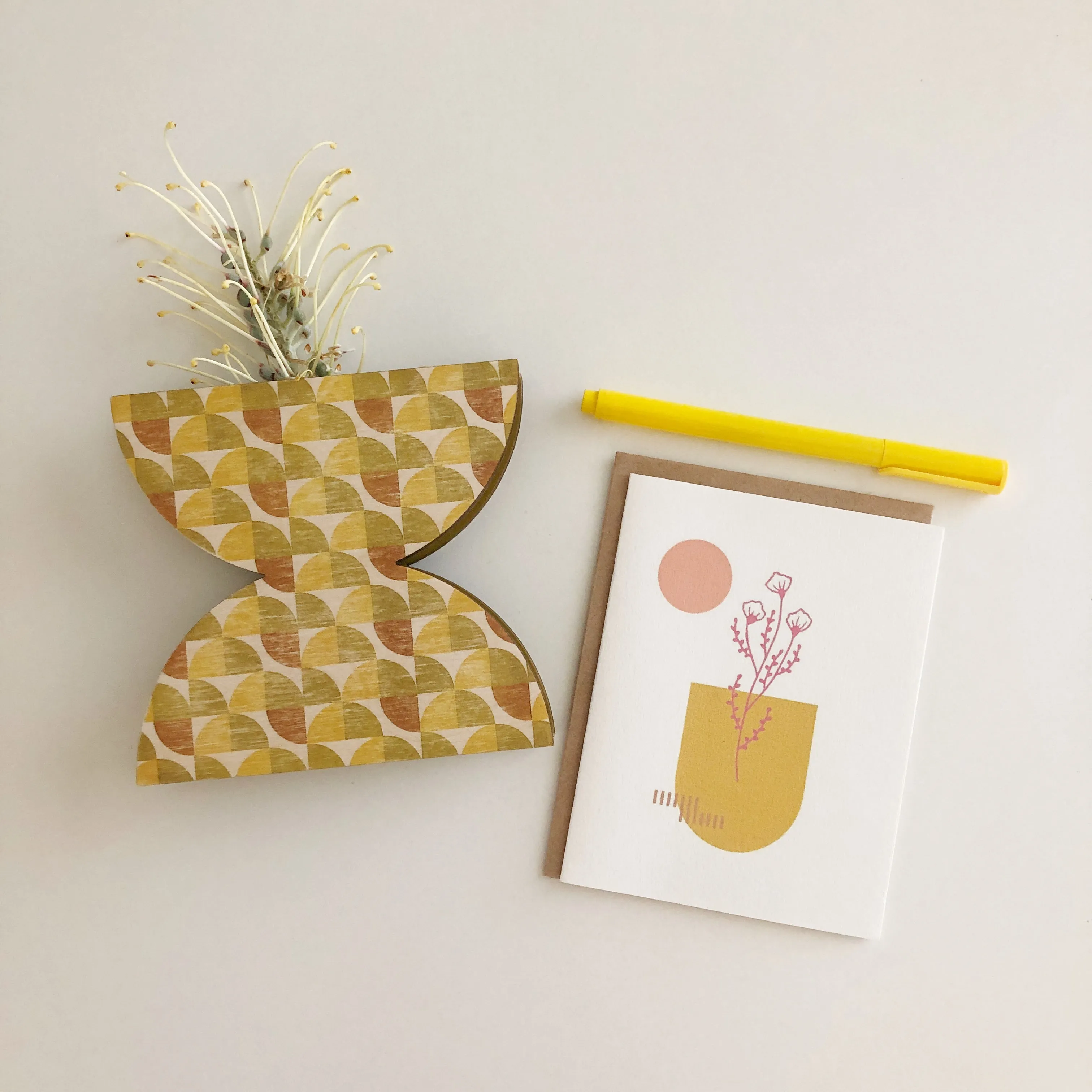 Double Dome Geometric Wall   Tabletop Vase Planter