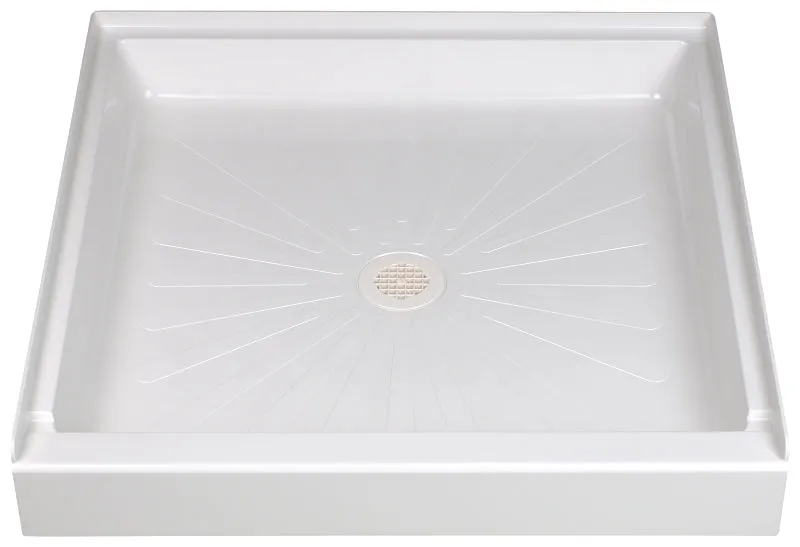 Durabase 3636M Shower Base, 36 in L, 36 in W, 5-1/2 in H, Fiberglass, White :EA: QUANTITY: 1