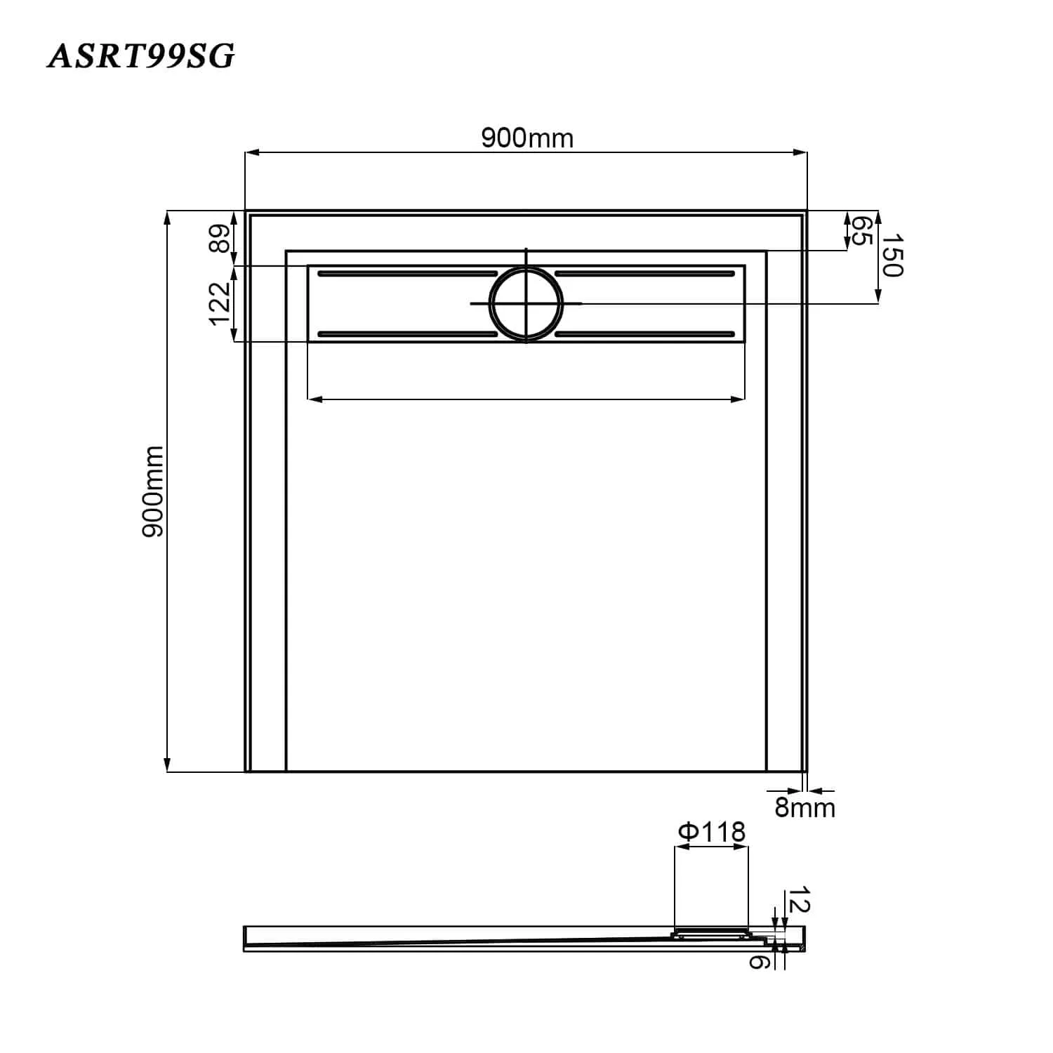 ELEGANT Rectangle Durable SMC Shower Base White