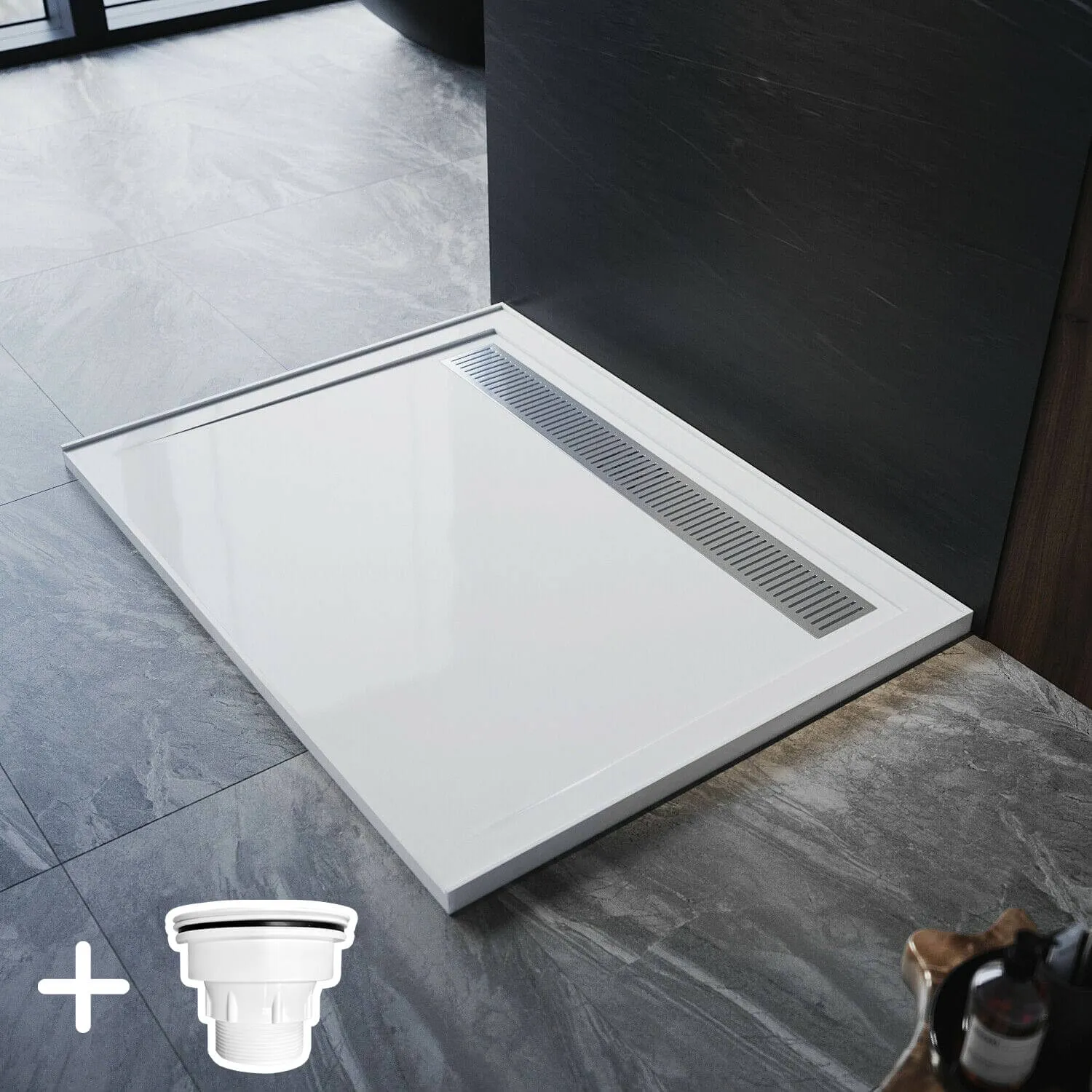 ELEGANT Rectangle Durable SMC Shower Base White