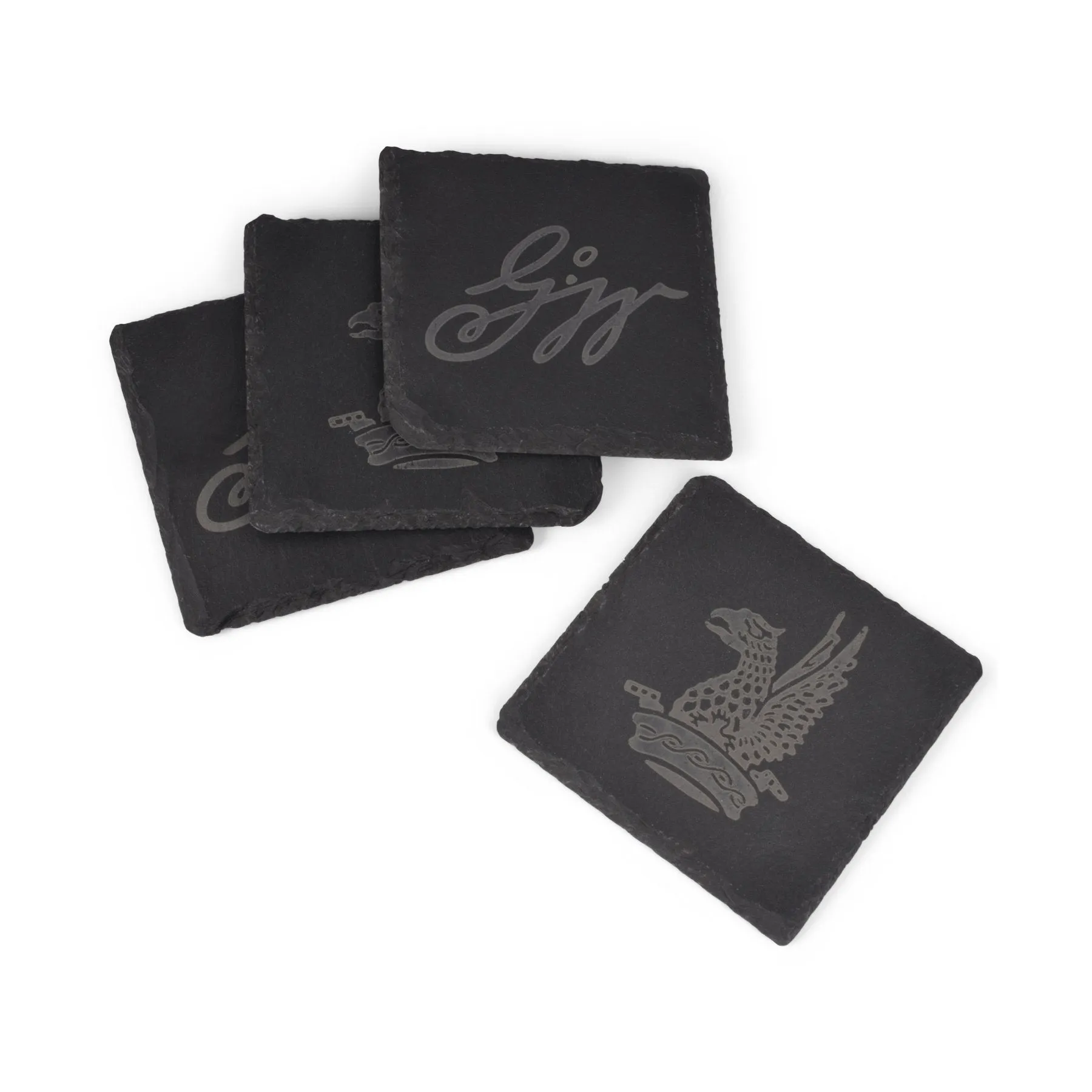 Etched Slate Coasters - set of 4