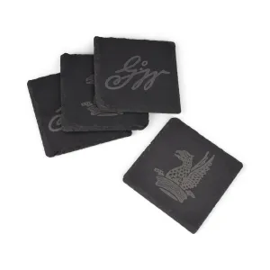 Etched Slate Coasters - set of 4